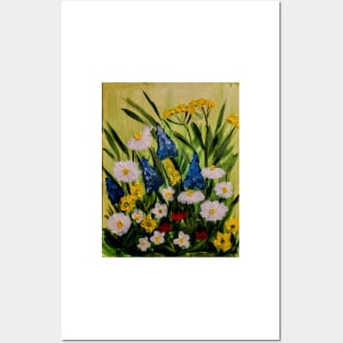 wild abstract mixed flowers in the field Posters and Art